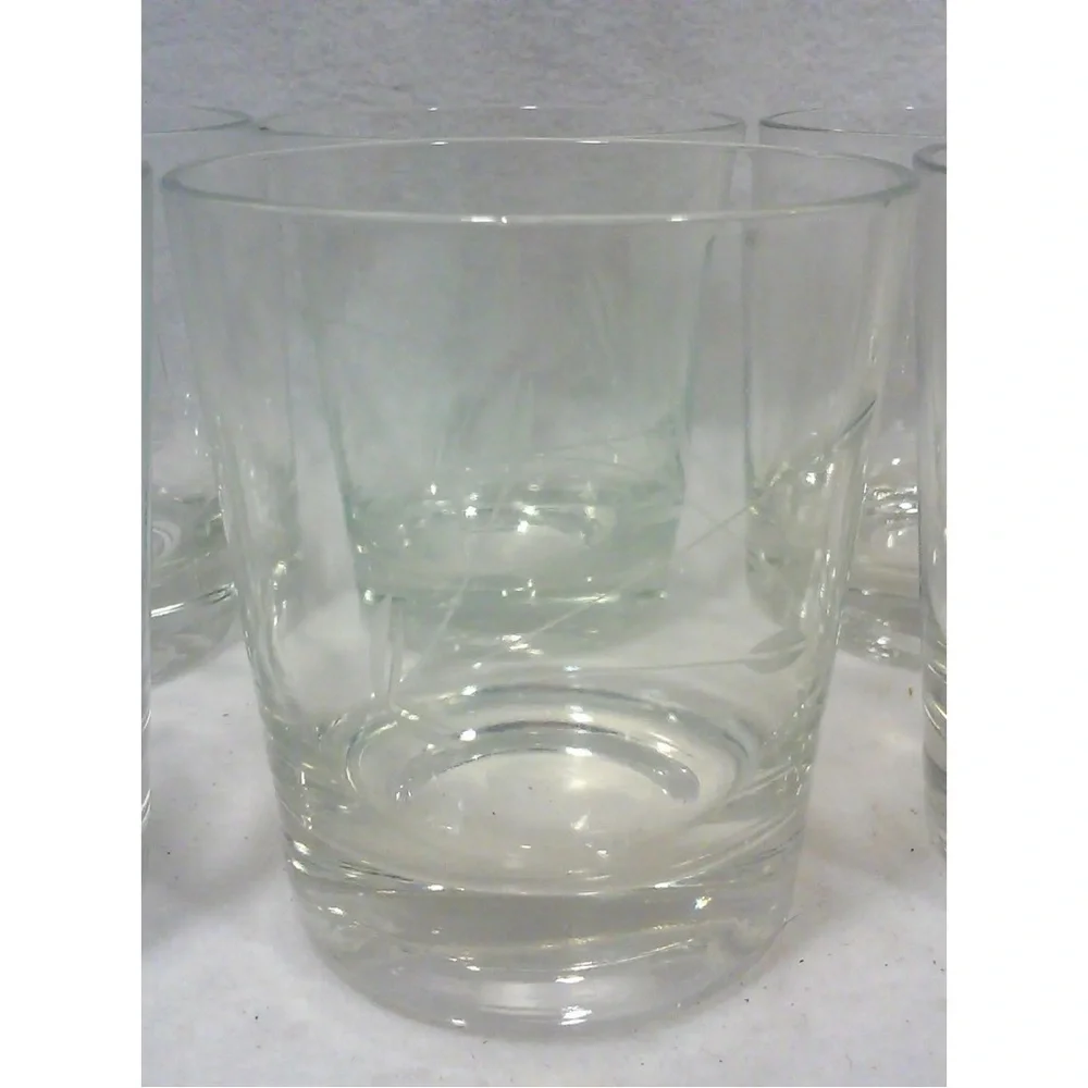 Vintage Clear Etched Glass Rock Set of 6